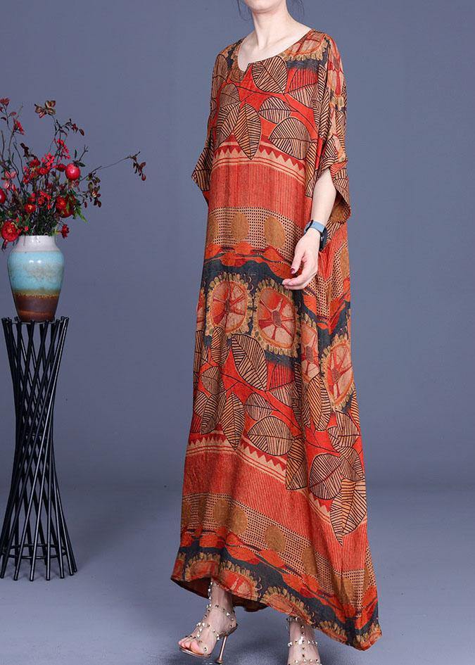 Tribal Print Oversized Kimono Sleeve Round Neck Shift Maxi Dress - View 3