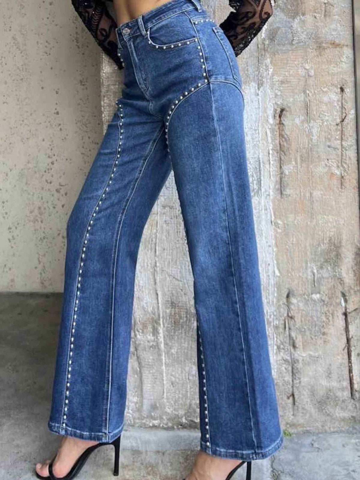 Studded Wide Leg Jeans