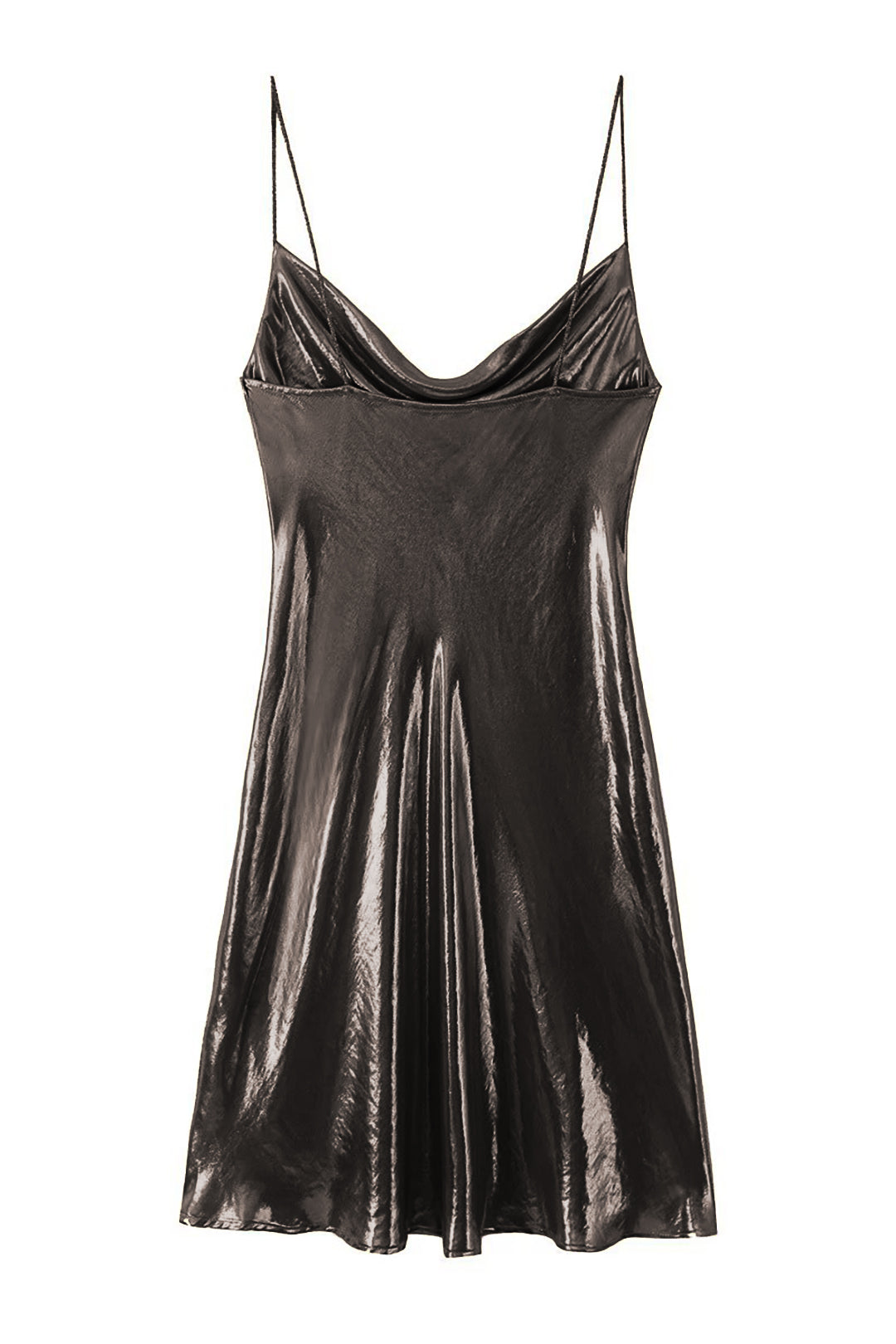 Metallic Cowl Neck Spaghetti Strap Slip Mini Dress - View 7