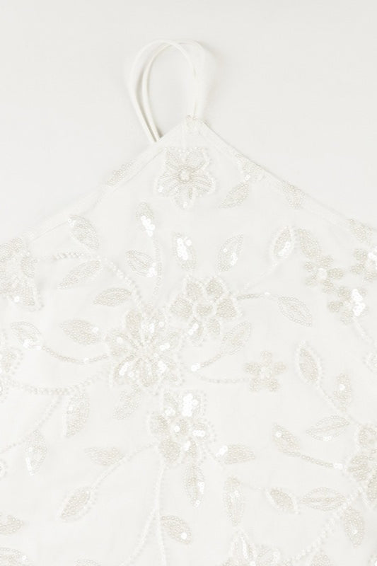 Floral Embroidered Lace Halter Neck Bodycon Mini Dress - View 5