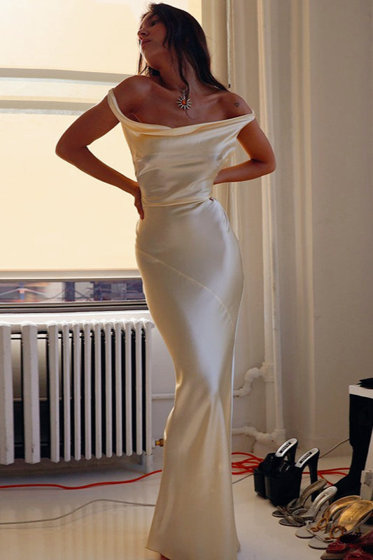 Satin One Shoulder Ruched Bias Cut Bodycon Maxi Dress - View 2