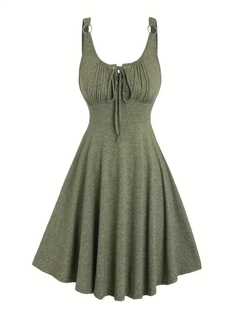 Lace Up Tie Front Sleeveless A-Line Mini Dress 6