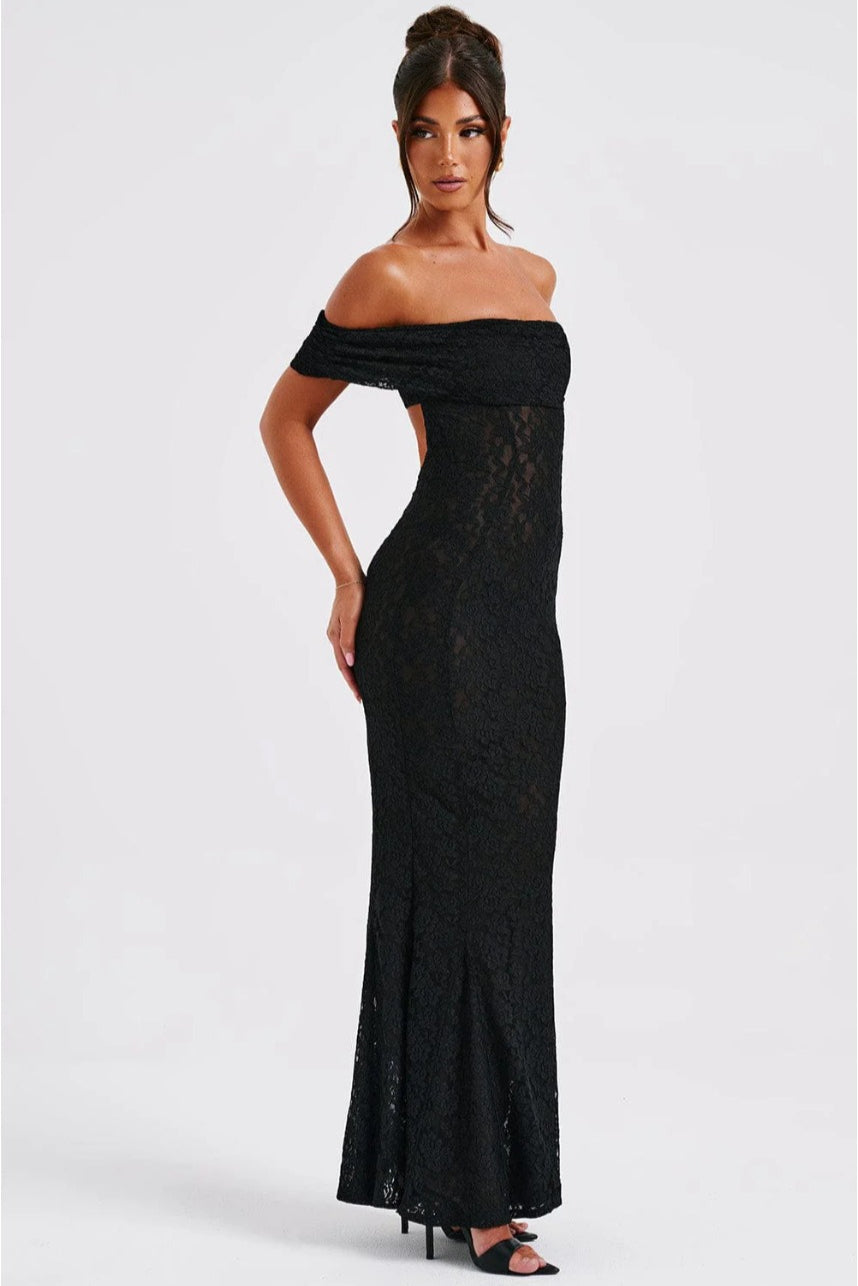 Floral Lace Backless Lace Dress - View 12