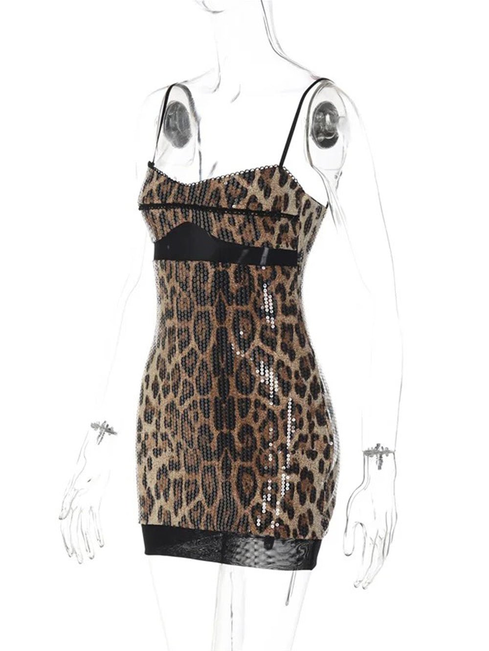 Daphne Leopard Lace Mini Dress - View 2
