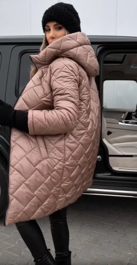 Quilted Hooded Zip Front Longline Puffer Coat 2