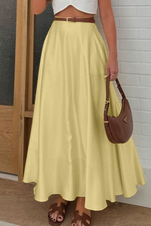 Draped Satin A-Line Maxi Skirt