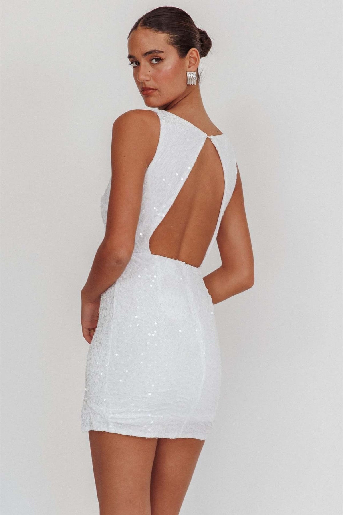 Sequin High Neck Sleeveless Bodycon Mini Party Dress - View 8