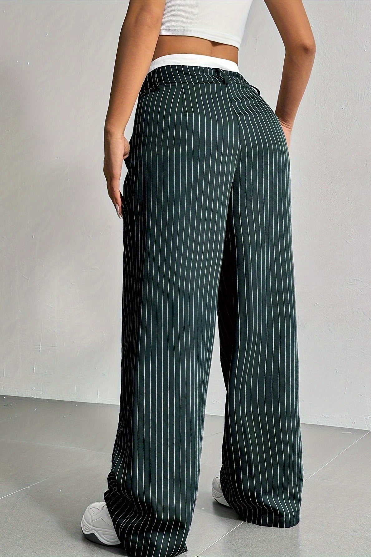 Patchwork Stripe High Waist Straight Pants