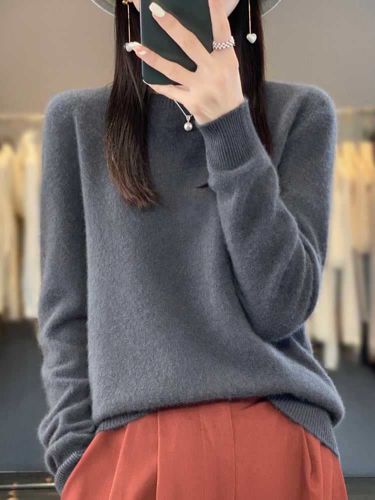 Round Neck Long Sleeve Soft Knit Sweater 12