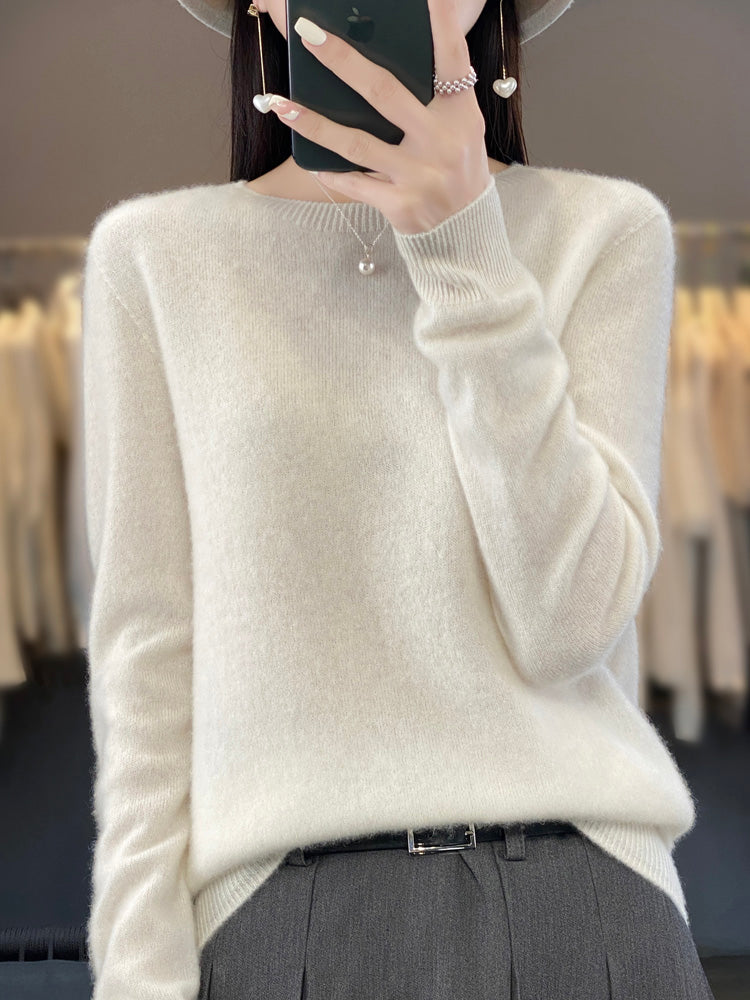 Round Neck Long Sleeve Soft Knit Sweater 7