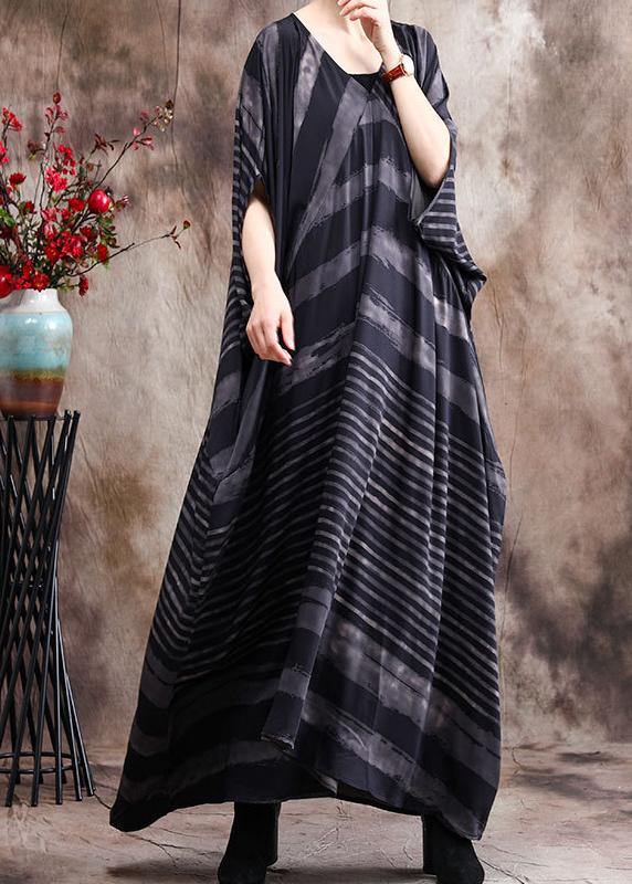 Brushstroke Stripe Deep V-Neck Sleeve Kaftan Maxi Dress - View 2