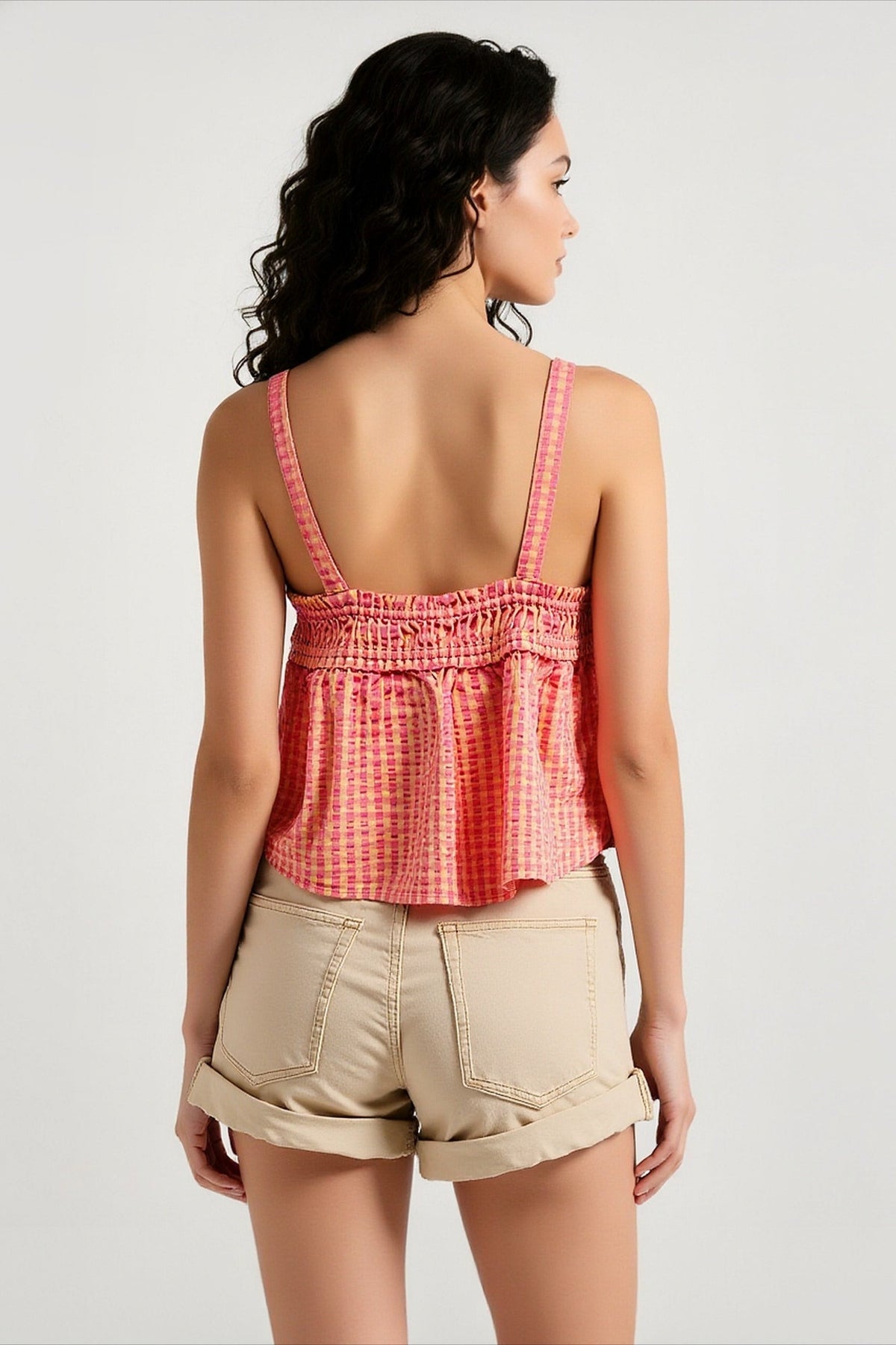 Plaid Panel Cami Top