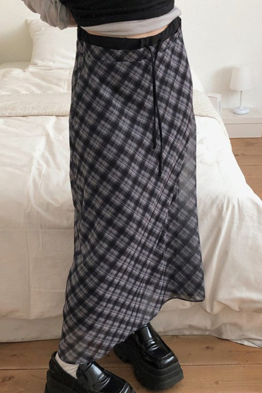 Vintage Tartan High Waist A-Line Skirt