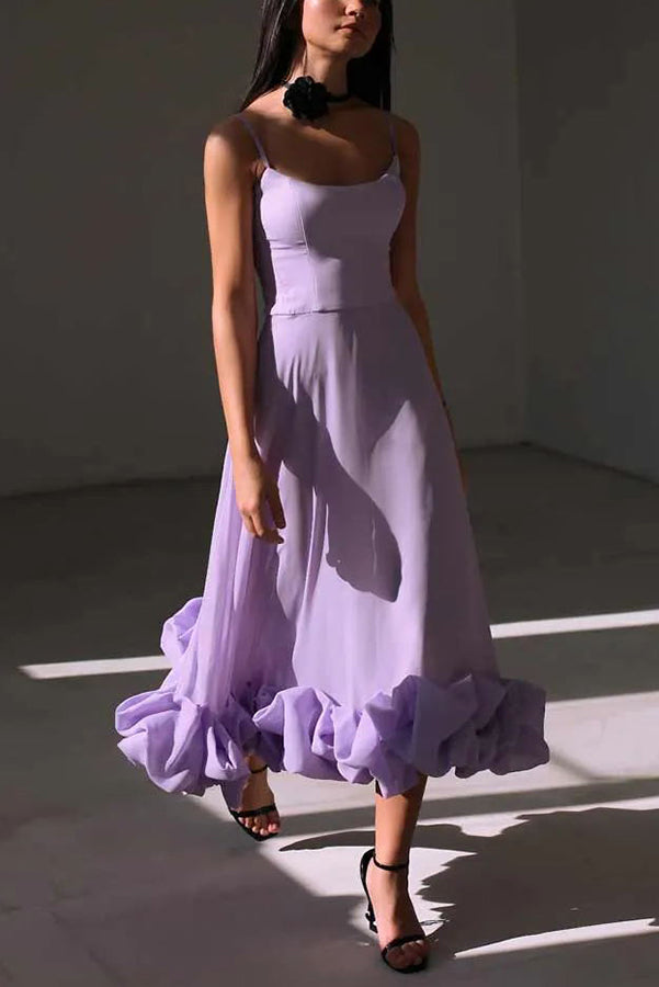 Chiffon Sweetheart Neckline Ruffled Mini Dress - View 5