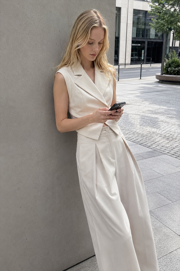 Sleeveless Two Piece Vest Pants Set