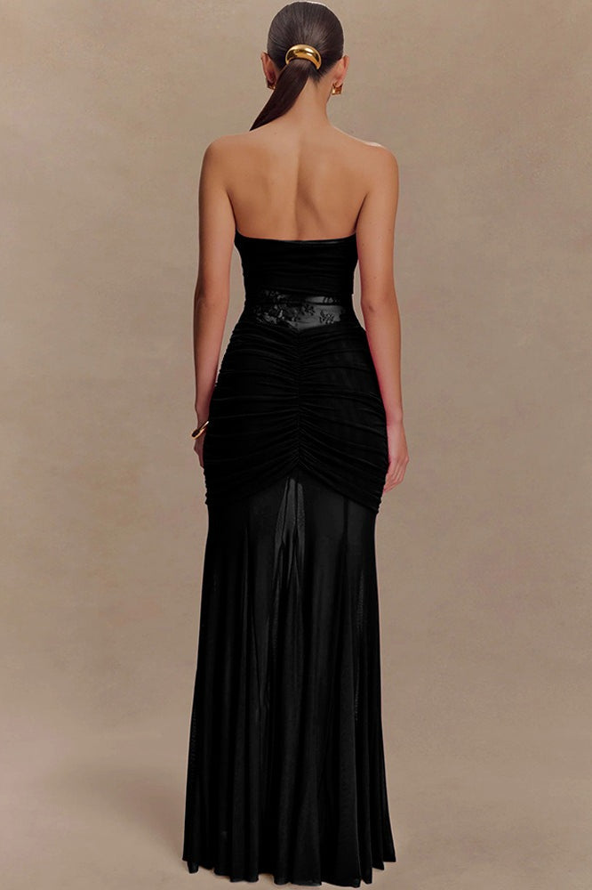 Lace Ruched Bodycon Dress