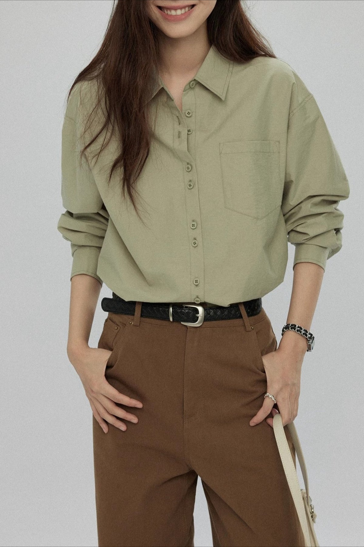 Button Down Long Sleeve Top
