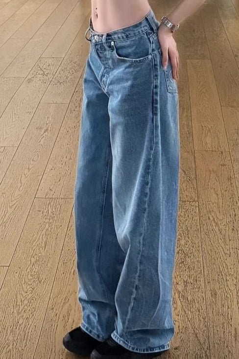 Vintage Washed Wide-Leg Denim Jeans