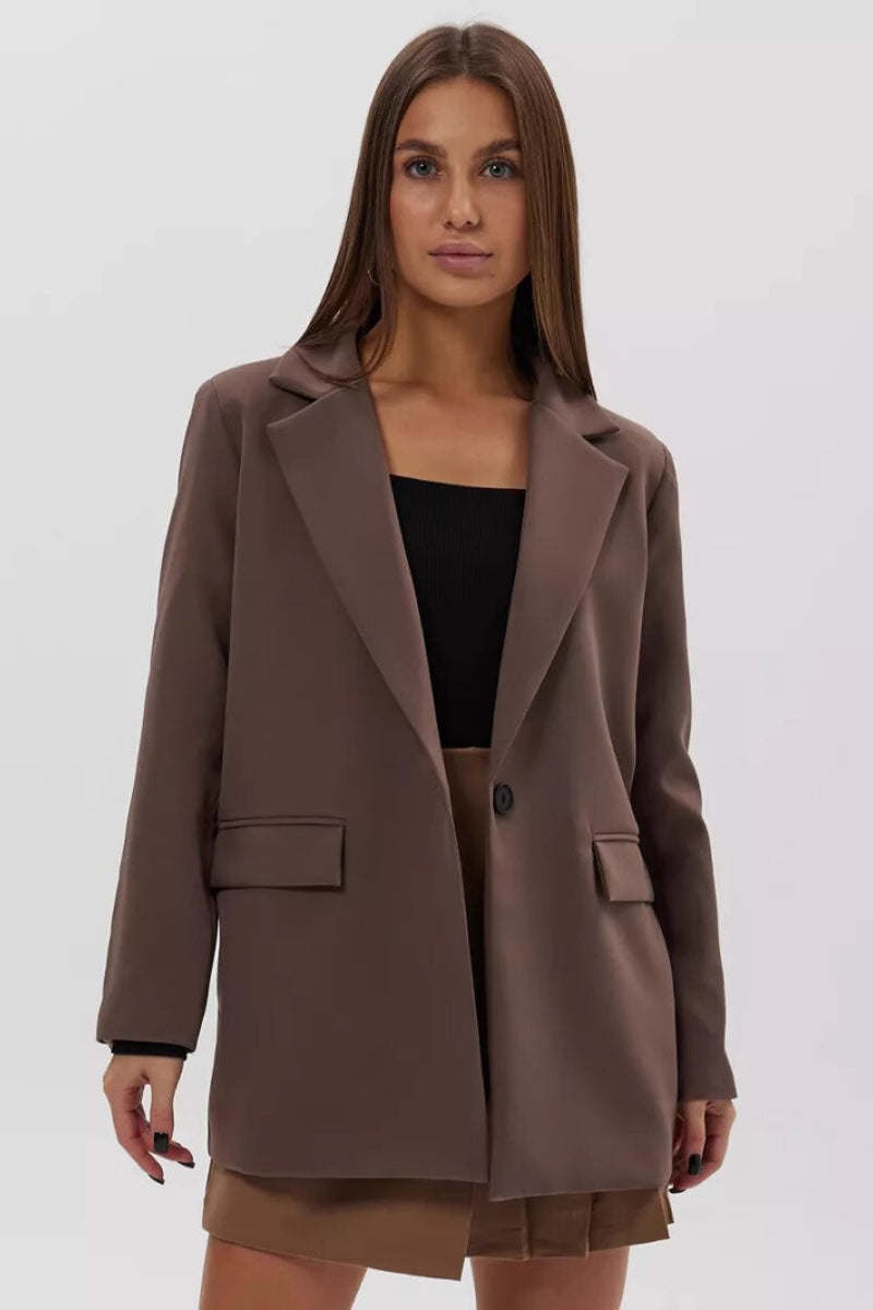 Lightweight Single Button Draped Blazer