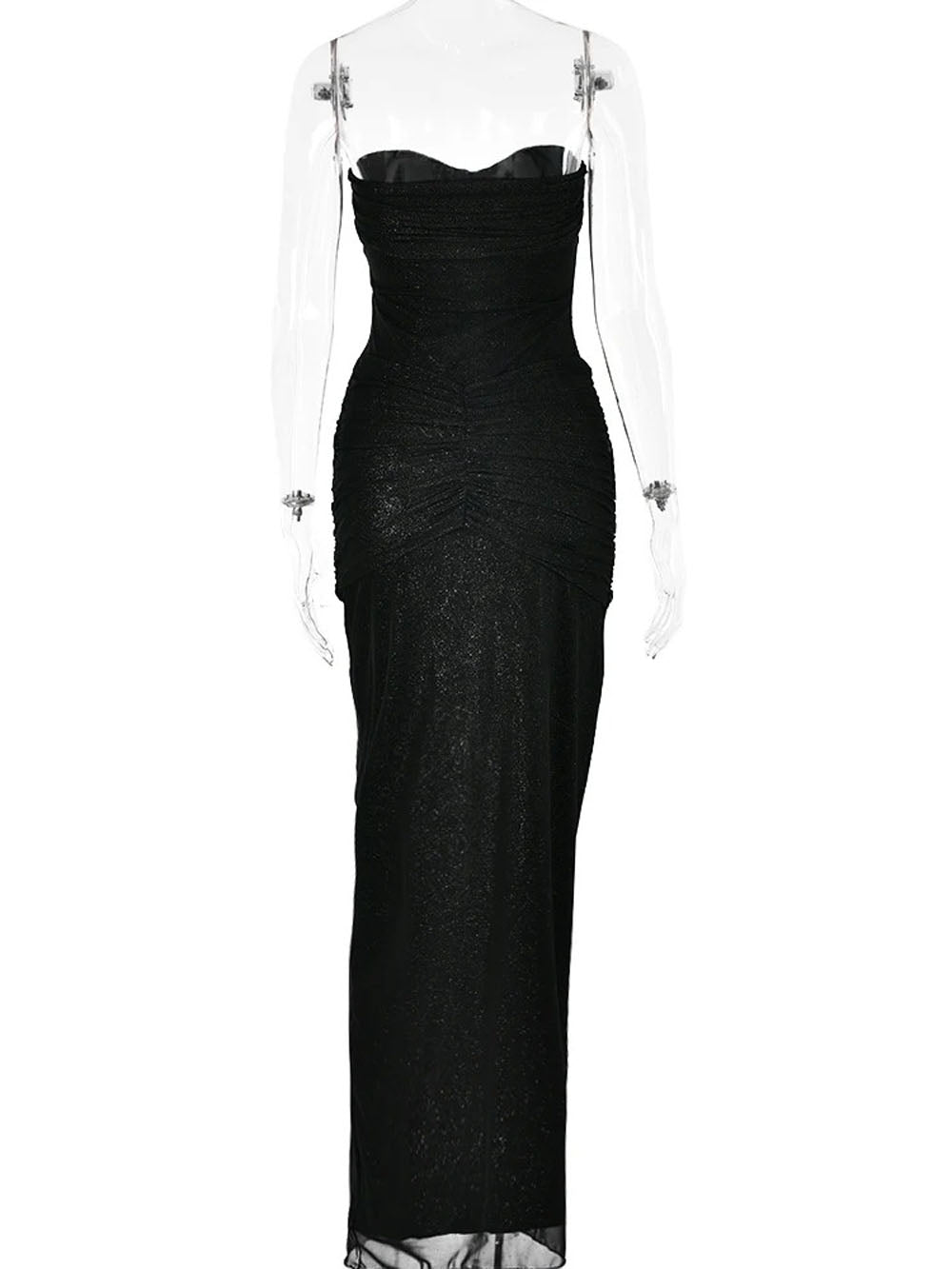 Eden Sleeveless Mesh Maxi Dress in Khaki - View 5