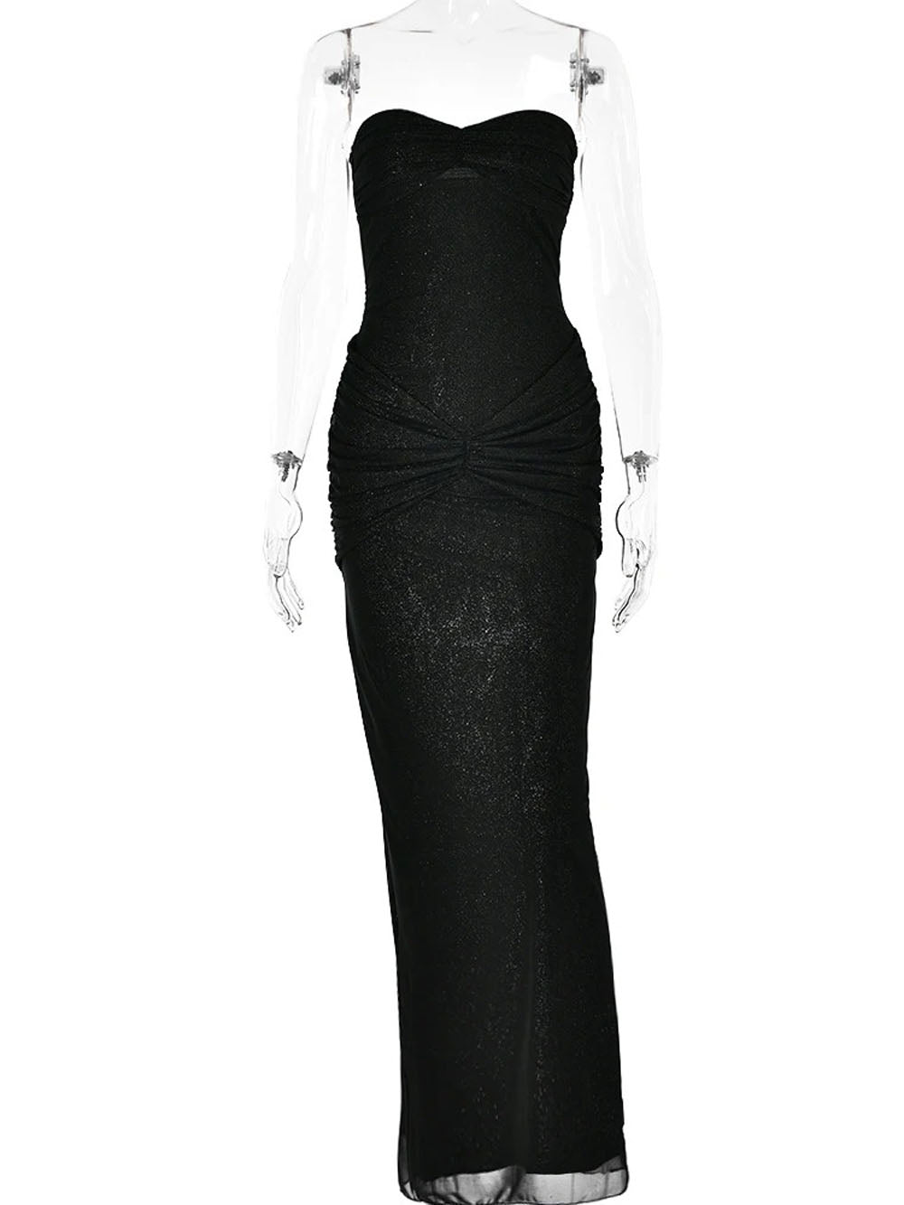 Eden Sleeveless Mesh Maxi Dress in Khaki - View 3