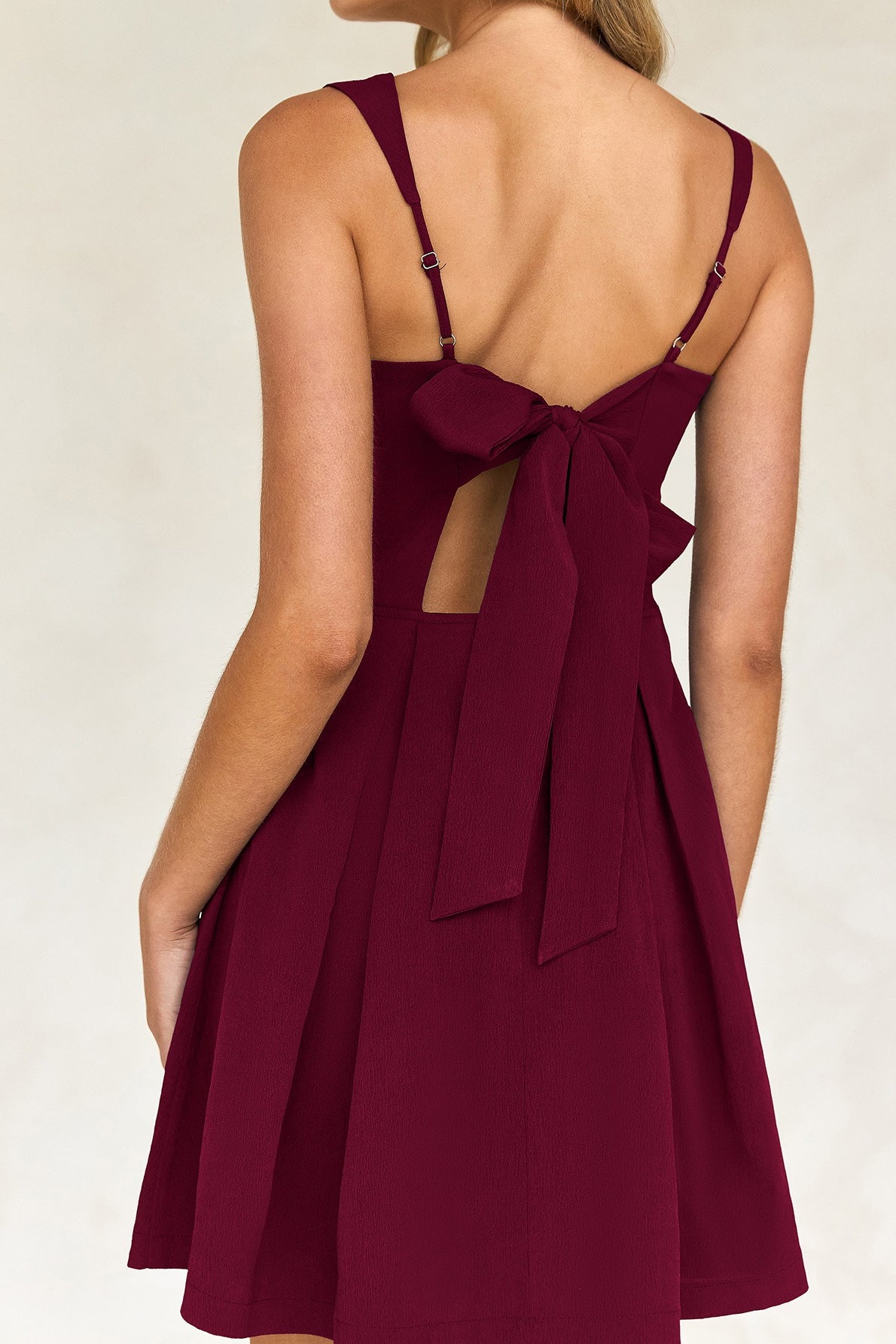 Square Neck Sleeveless Pleated Fit and Flare Mini Dress - View 8