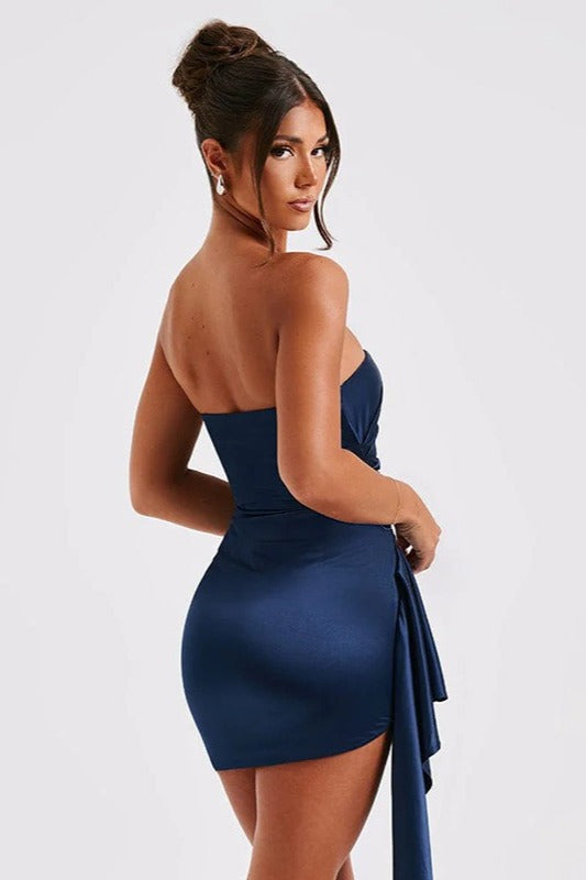 Satin Backless Bustier Bodycon Dress - View 4