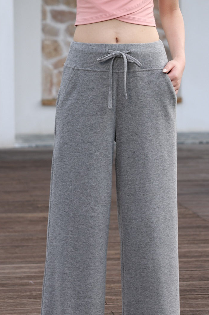 High Waist Draping Wide Leg Knit Pants