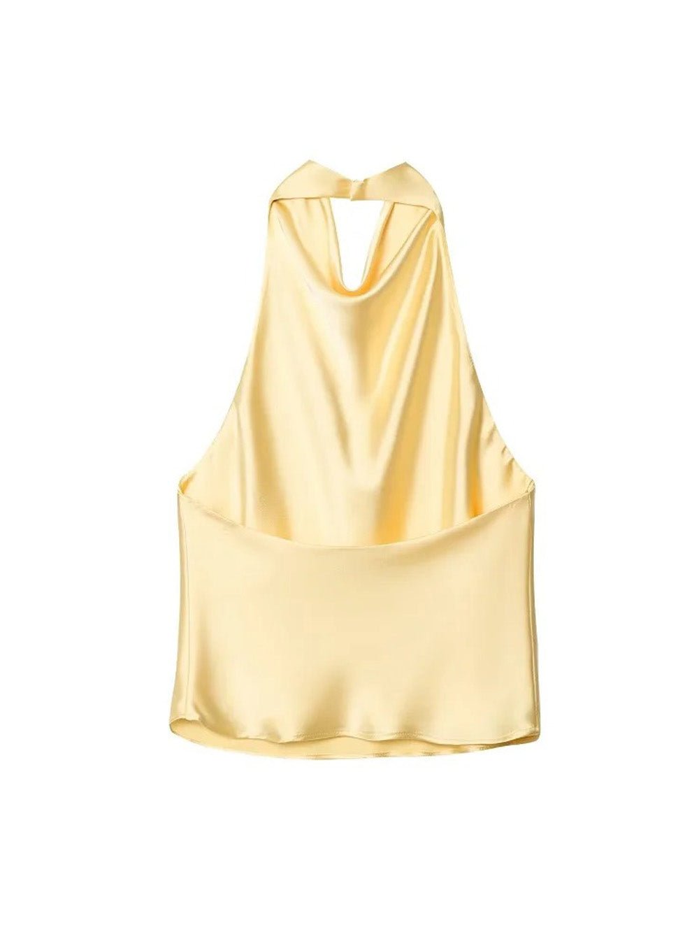 Elise Satin Halter Camisole in Yellow - View 2