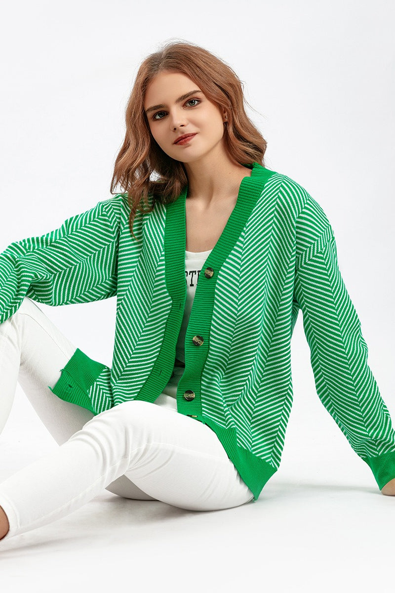 Long Sleeve Loose Knit Cardigan Sweater