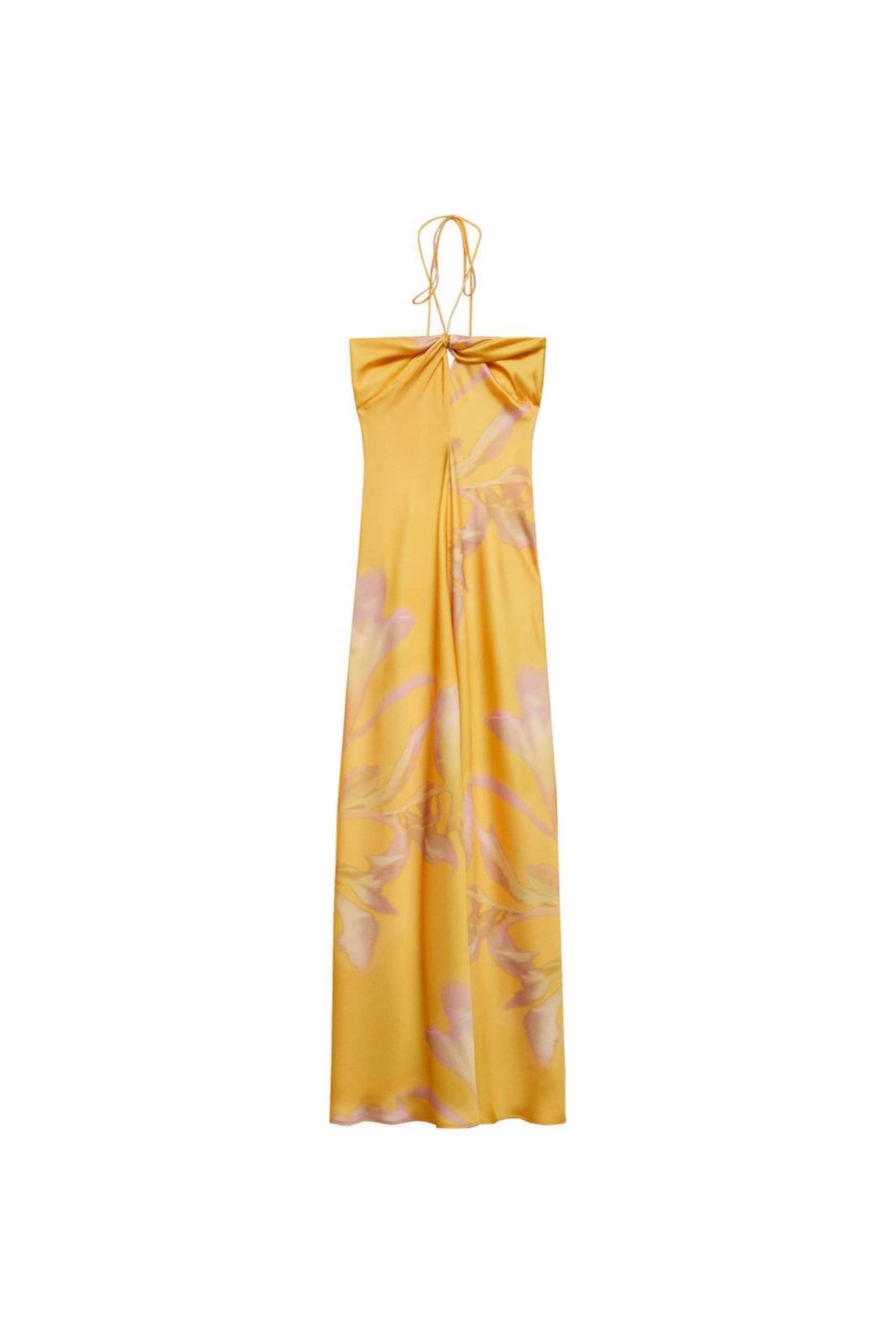 Satin Halter Neck Floral Bias Cut Slip Maxi Dress - View 9