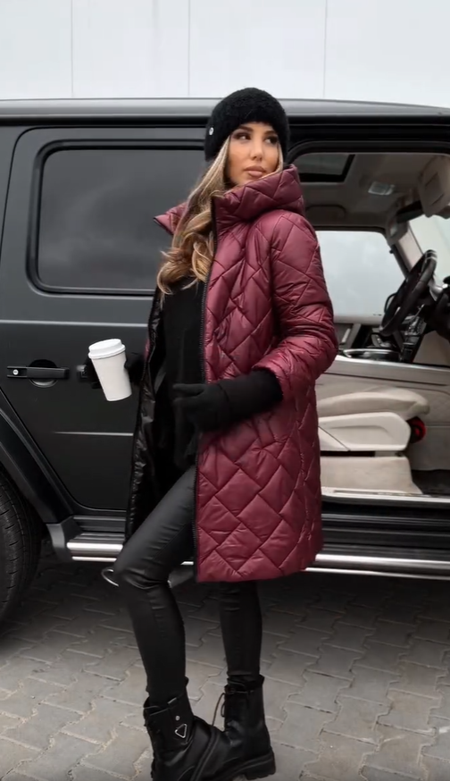 Quilted Hooded Zip Front Longline Puffer Coat 4