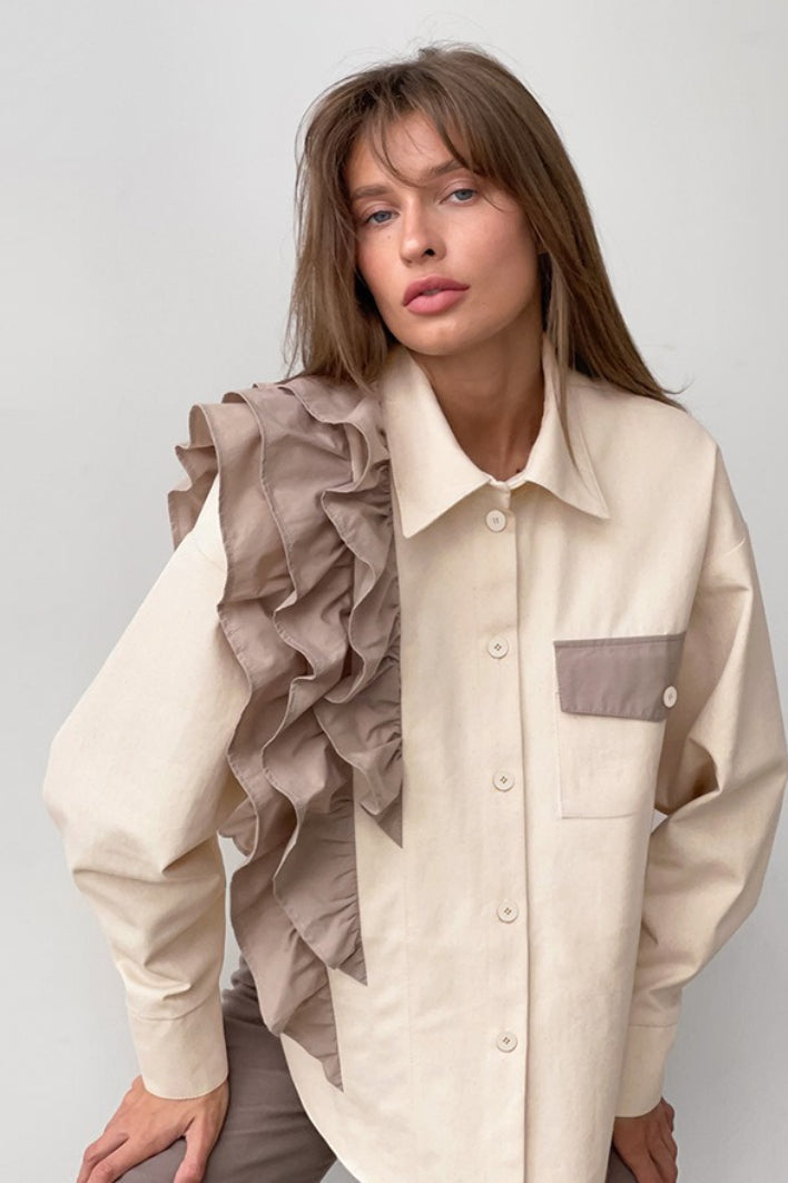 Asymmetrical Color Block Blouse