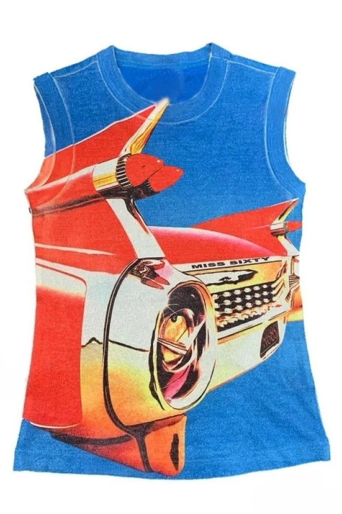 Printed Car Tank Top