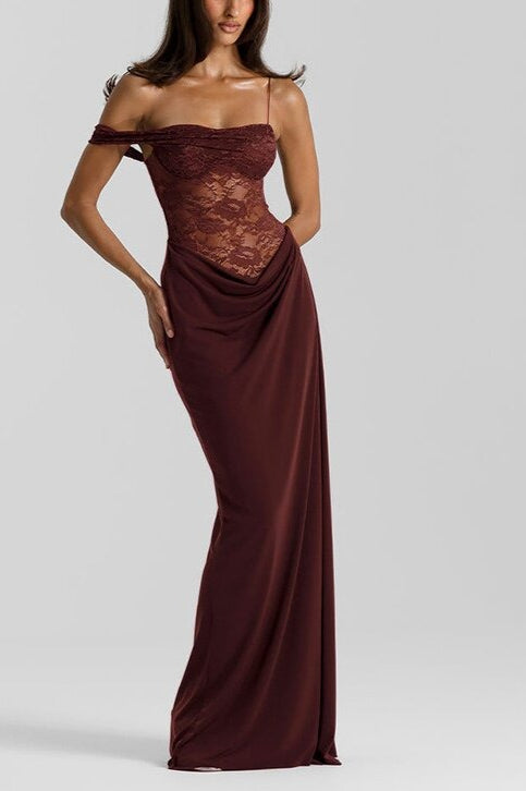 Lace Panel Tank Maxi Bodycon Dress - View 5