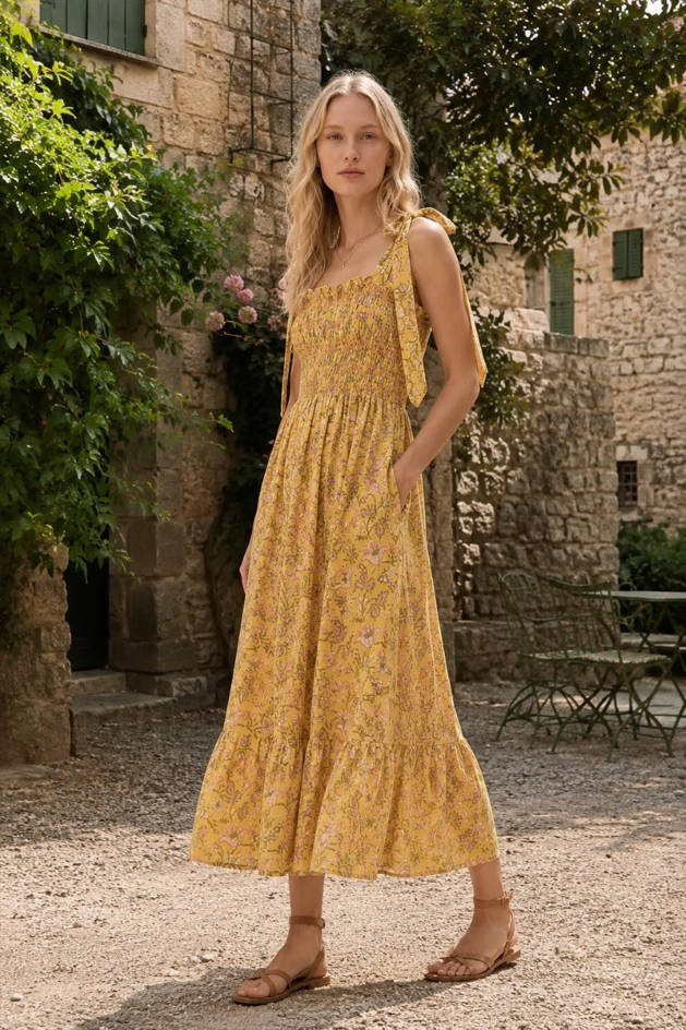 High-Waist Floral Maxi Dress