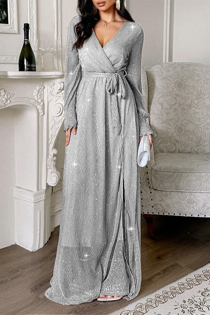 Long Sleeve Knitted Maxi Wrap Dress