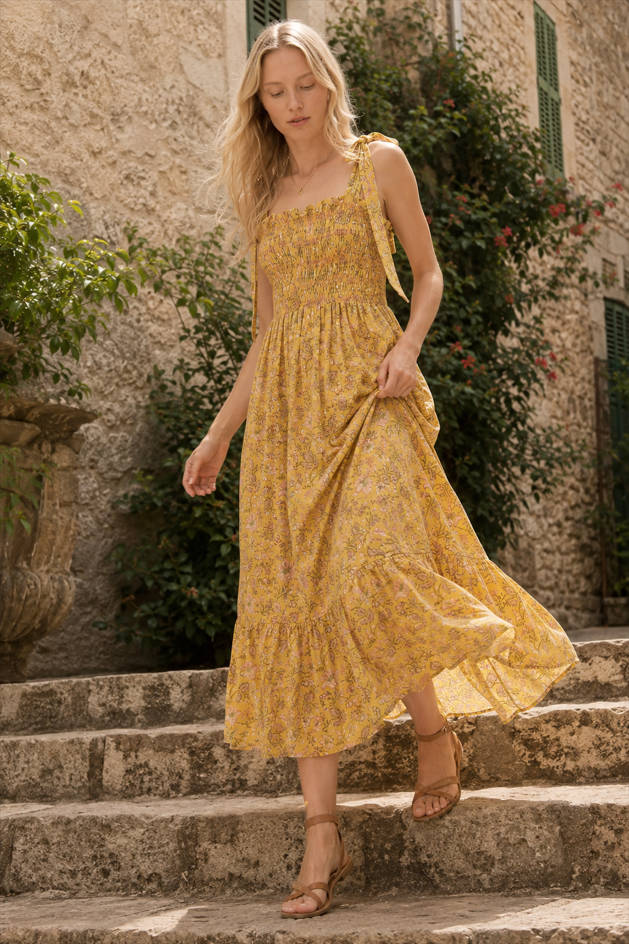 High-Waist Floral Maxi Dress