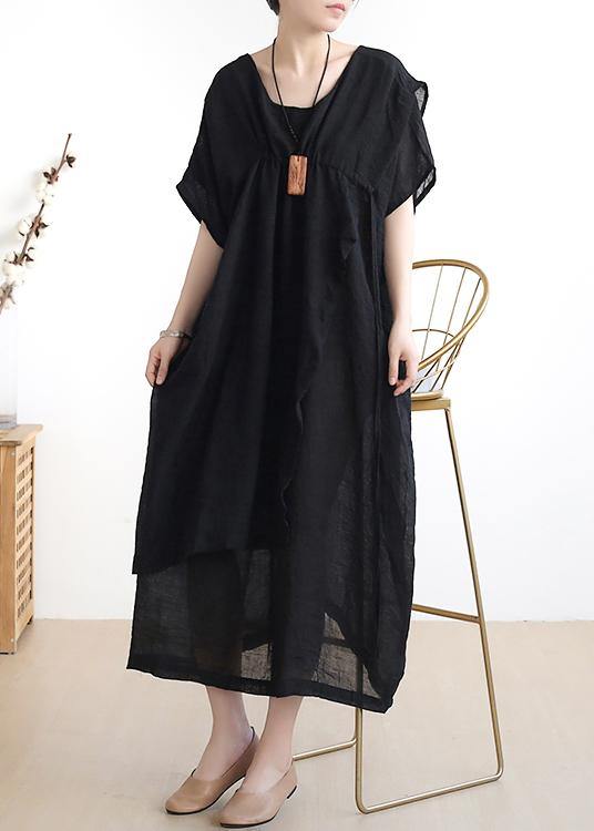 V-Neck Empire Waist Short Sleeve Tiered Layered Maxi Dress - View 3