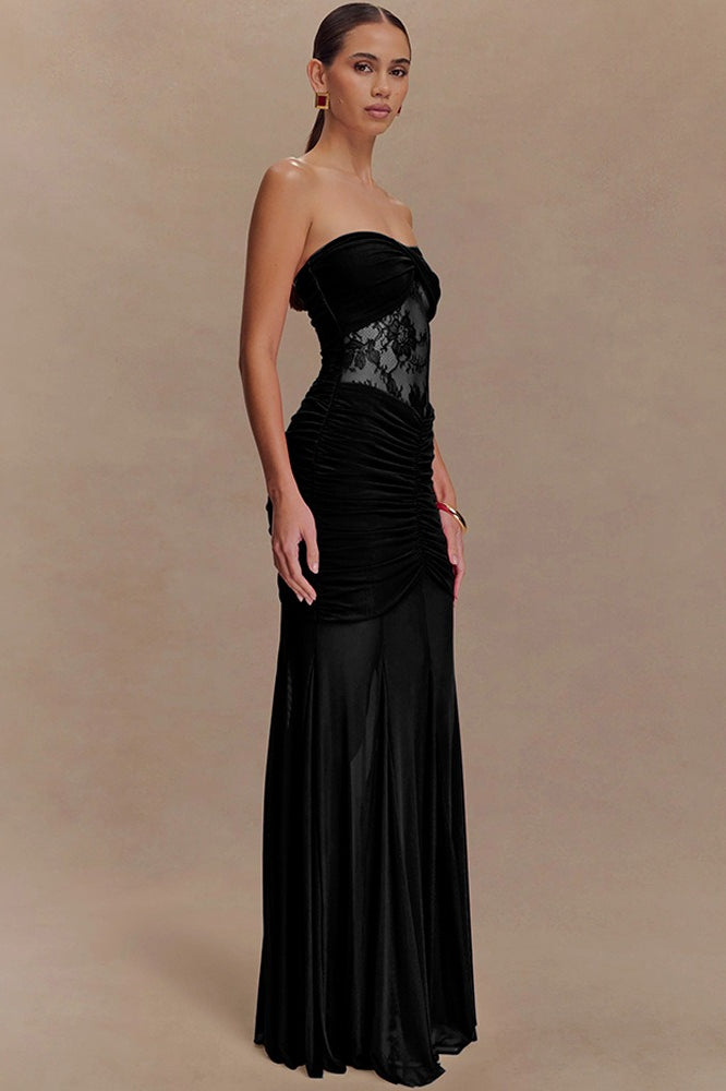 Lace Ruched Bodycon Dress