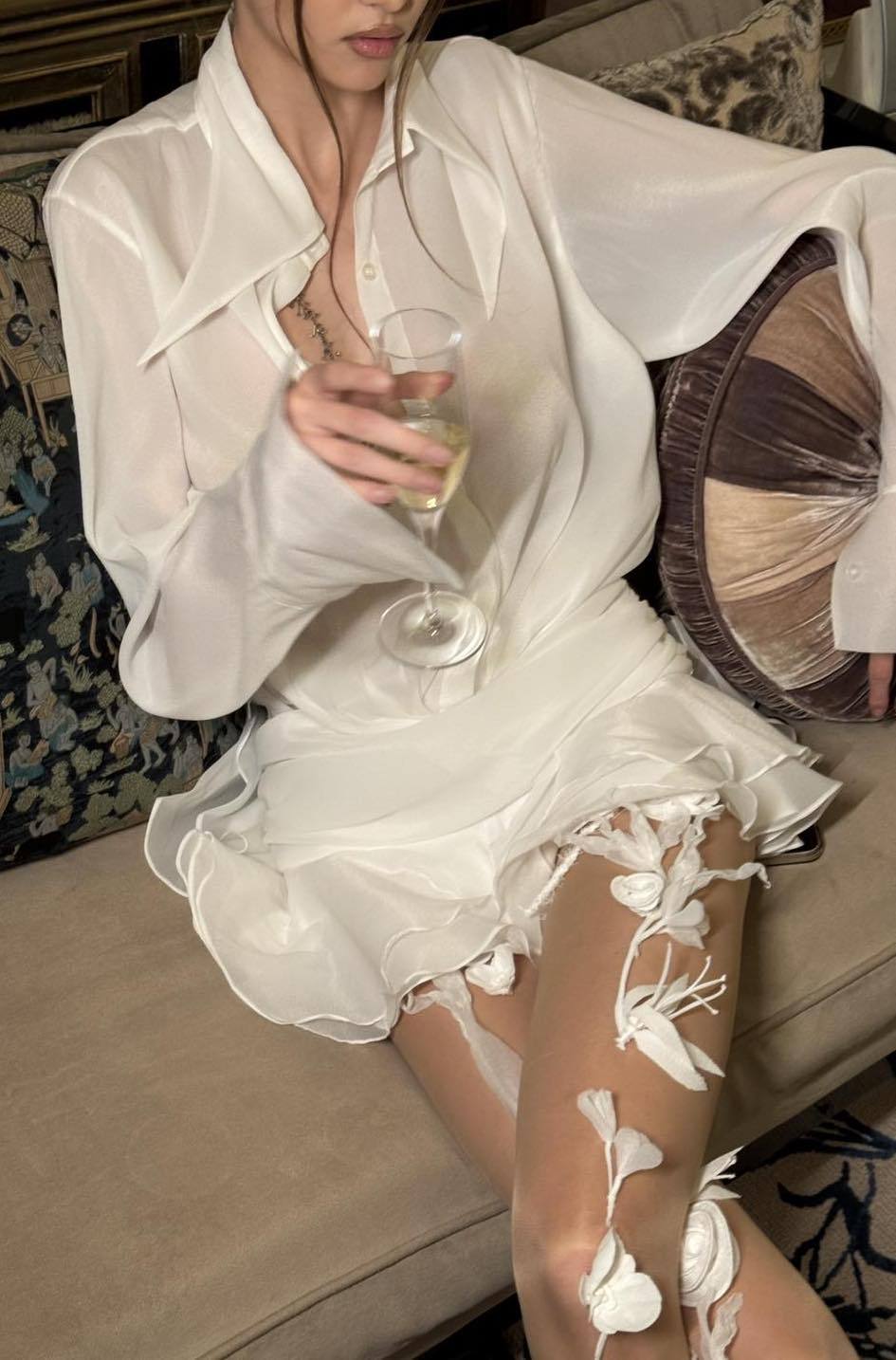 Felicia Chiffon Mini Shirt Dress - View 2