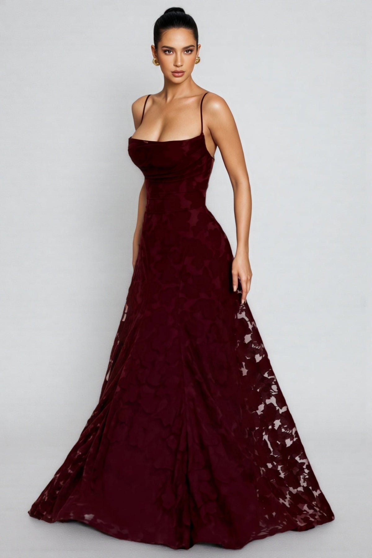 Liralk Red Strapless Mesh Maxi Dress - View 4