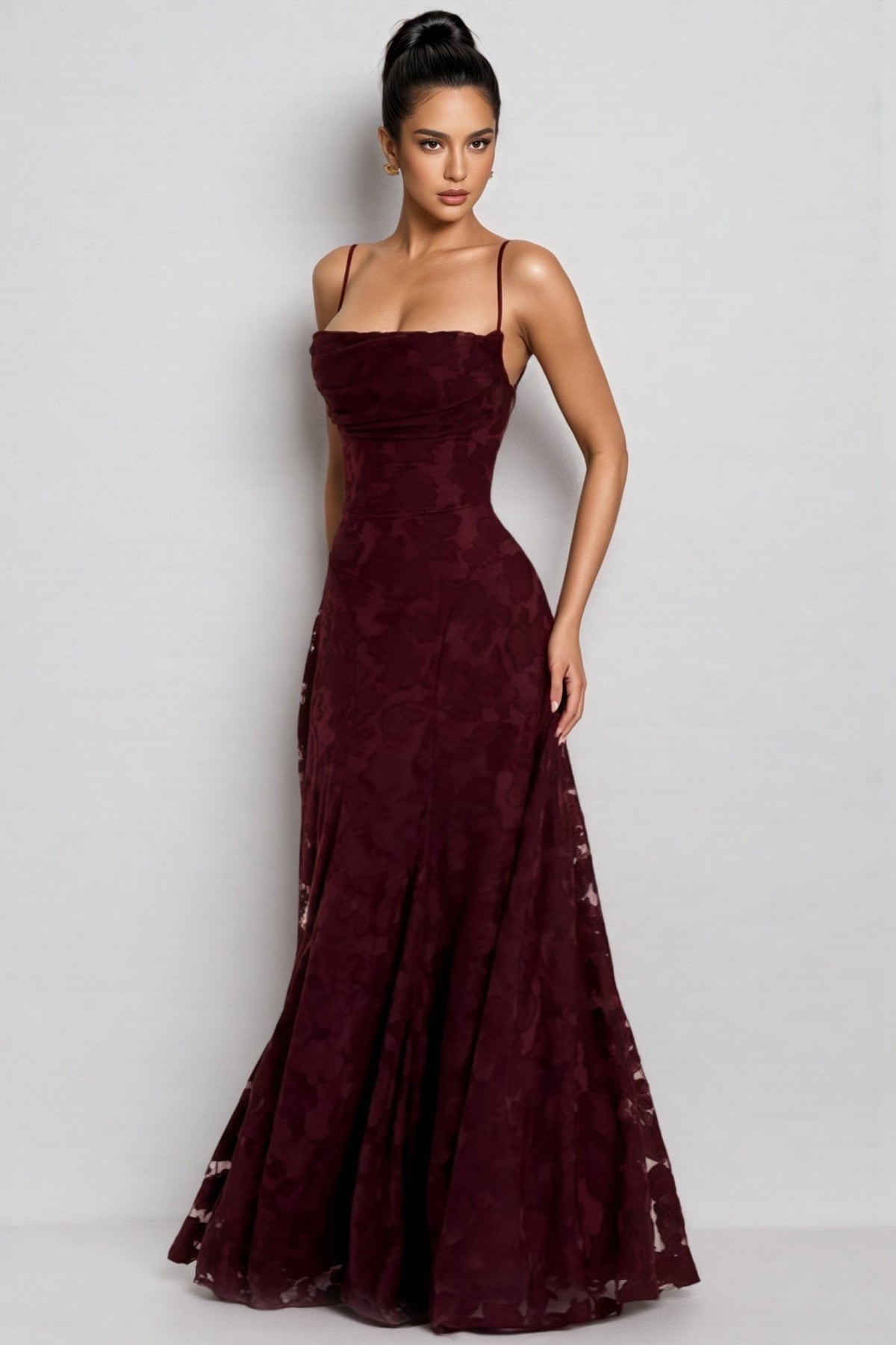 Liralk Red Strapless Mesh Maxi Dress - View 6