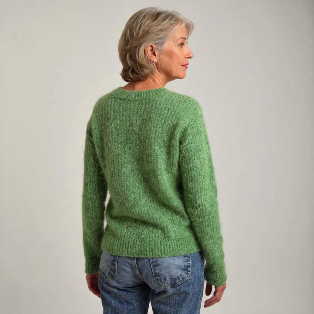 Crew Neck Long Sleeve Sheep Motif Knit Sweater 3