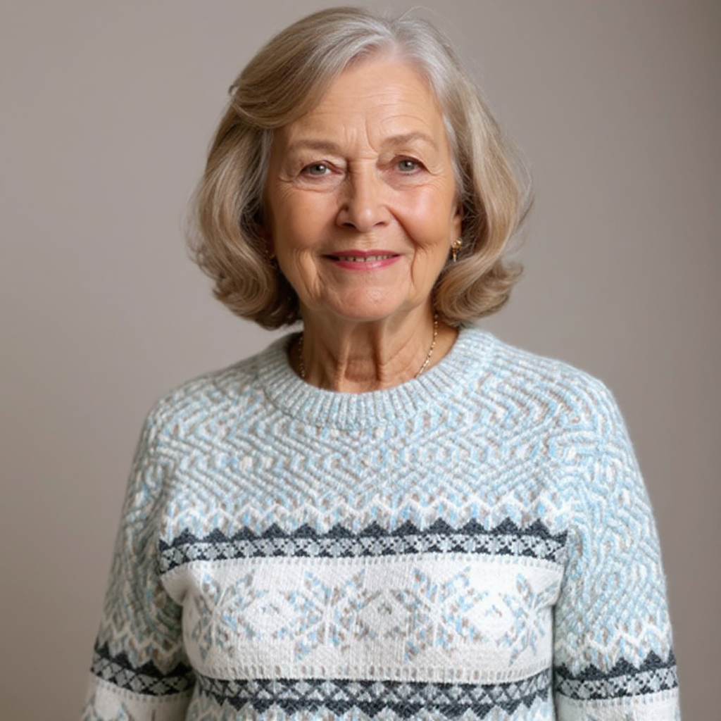 Fair Isle Snowflake Mock Neck Knit Sweater 14