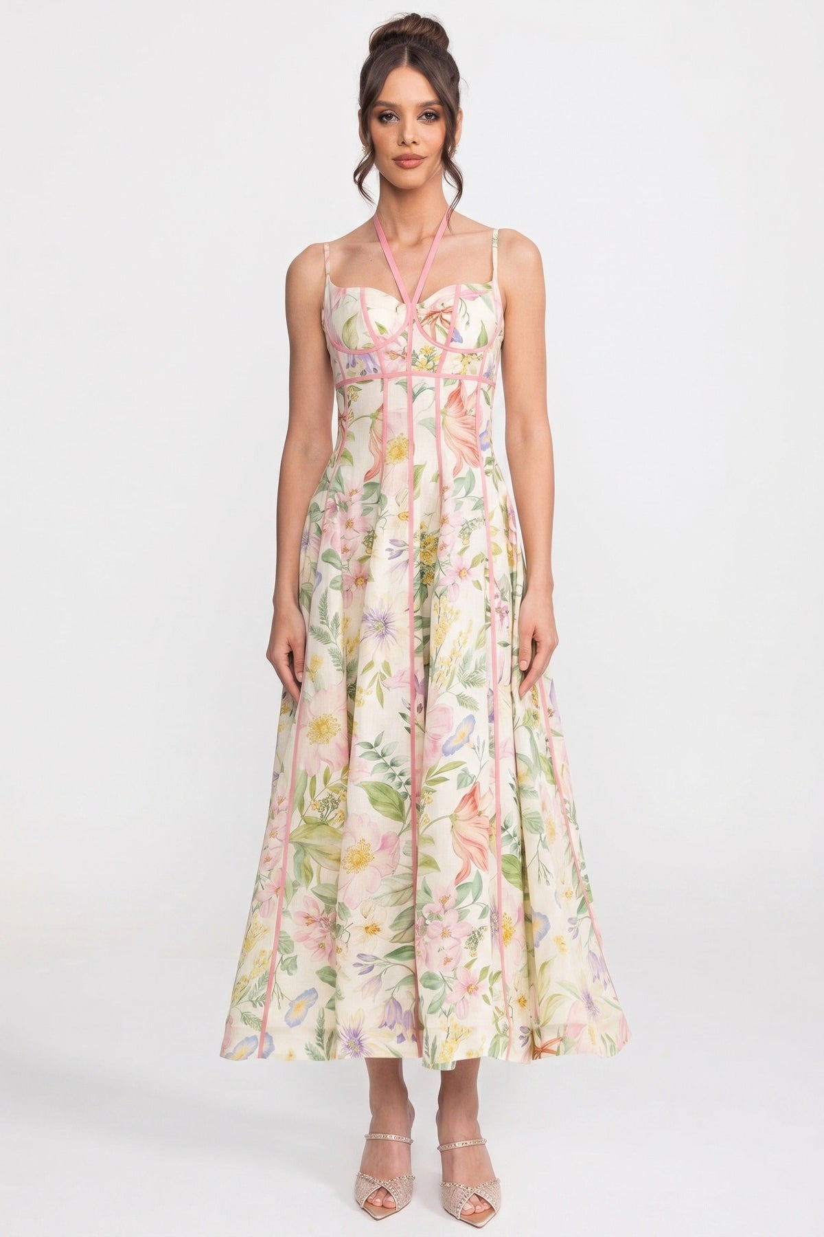 Sweetheart Corset Midi Dress - Multicolor