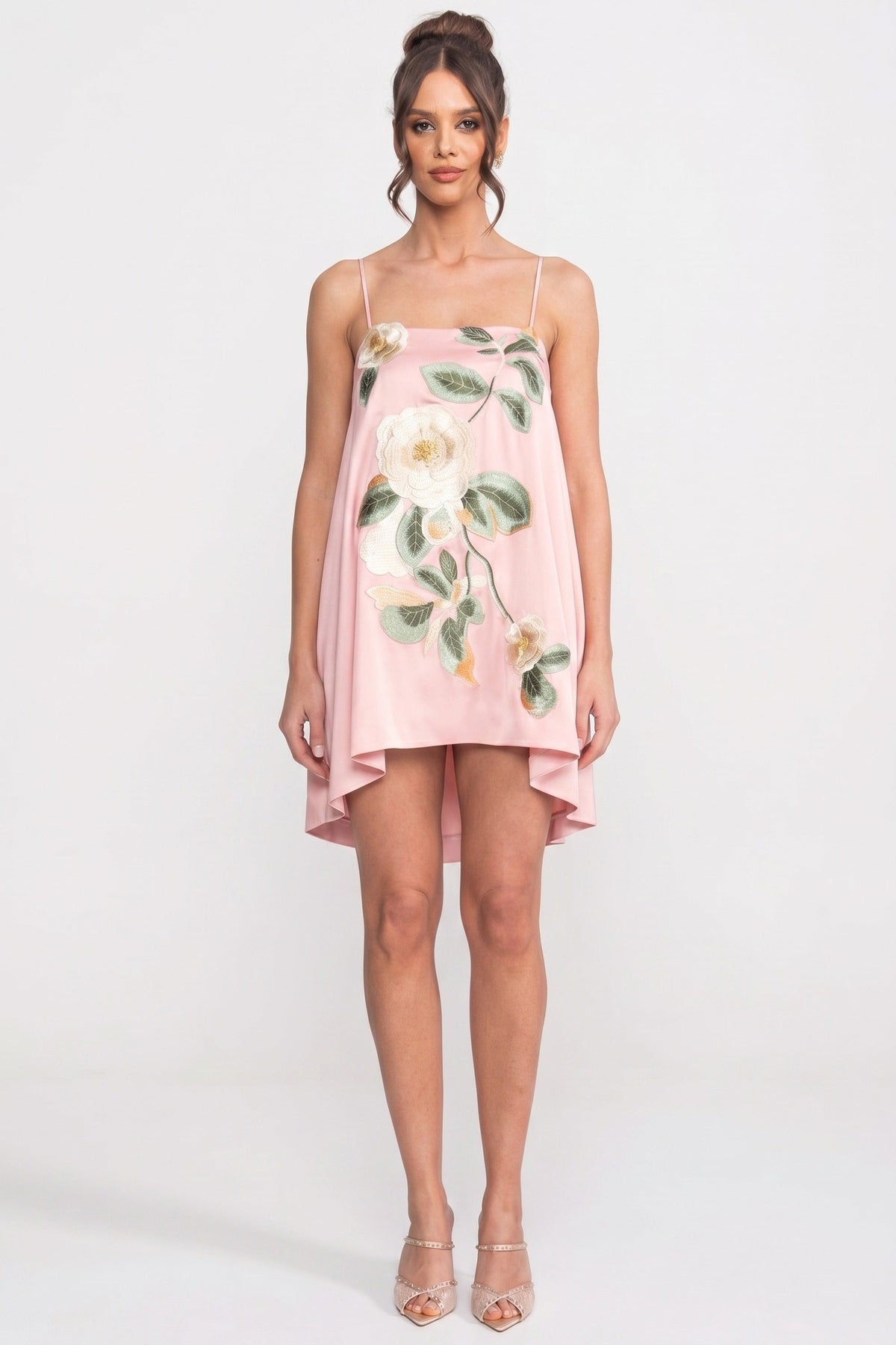 Spaghetti-Strap Mini Dress - Pink - View 3