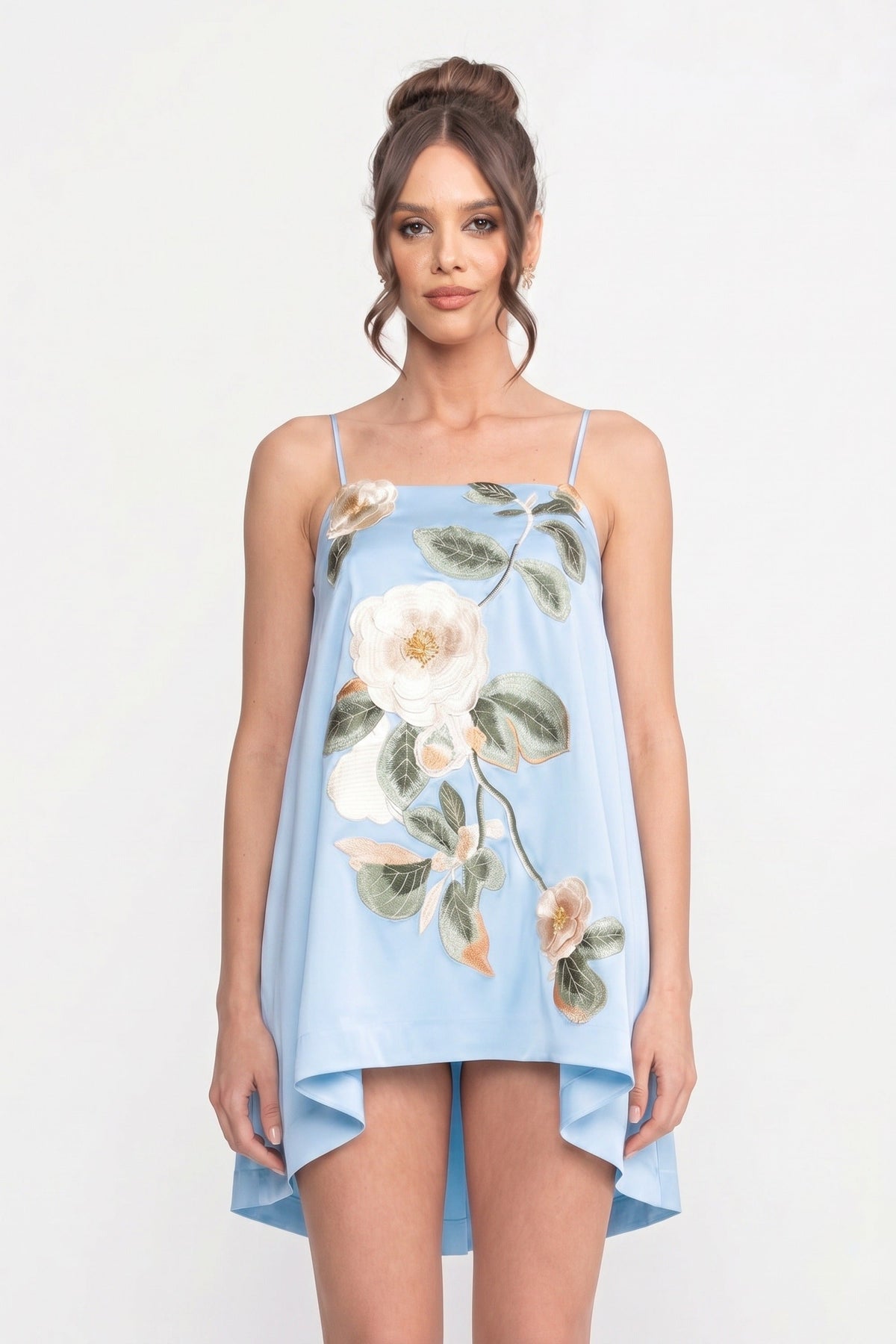 Spaghetti-Strap Mini Dress - Blue - View 4