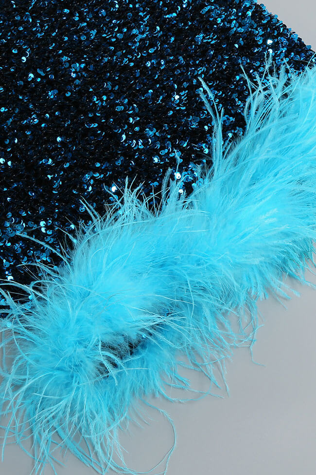 Sequin Strapless Feather Trim Bodycon Mini Dress - View 4