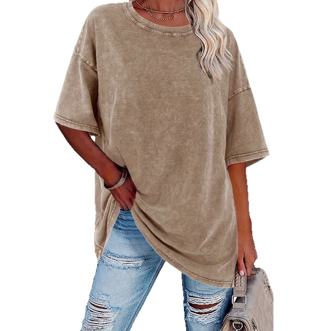 Crew Neck Short Sleeve Oversized Washed T-Shirt 5
